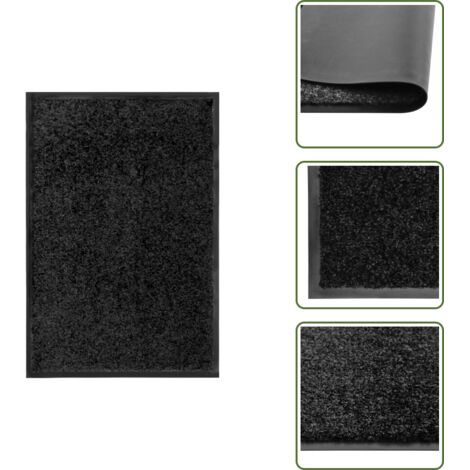 The Living Store Felpudo lavable negro 40x60 cm - Felpudo exterior