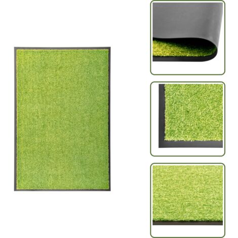 The Living Store Felpudo lavable verde 60x90 cm - Alfombra exterior