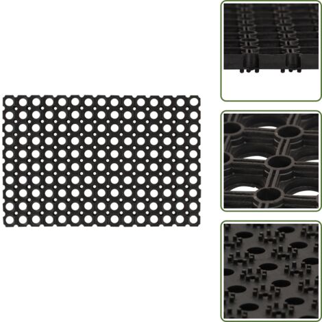 The Living Store Felpudo rectangular de goma 40x60 cm - Alfombra de goma