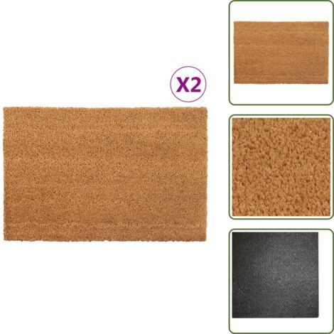 The Living Store Felpudos 2 unidades fibra de coco natural 40x60 cm - Felpudo de fibra de coco