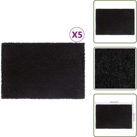 The Living Store Felpudos 5 unidades fibra de coco negro 40x60 cm - Felpudo de fibra de coco