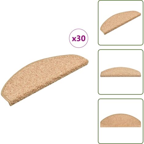 The Living Store Felpudos para escaleras 30 unidades 65x21x4 cm Dorado Semicircular Grande - Alfombras anti resbalón