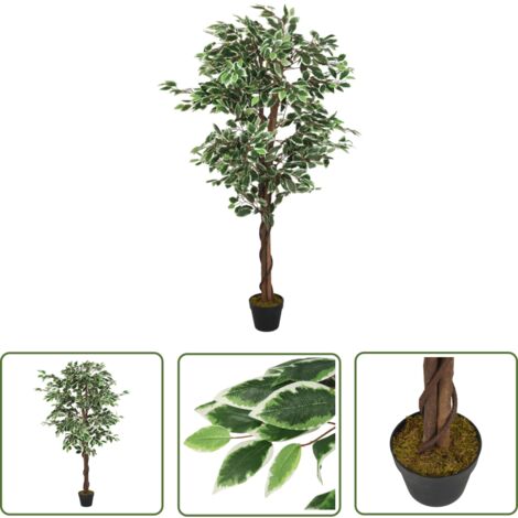 The Living Store Ficus artificiel 1260 feuilles 200 cm vert - Ficus Artificiel - Plante Artificielle - Décoration Intérieure - Plante Verte - Maison Déco
