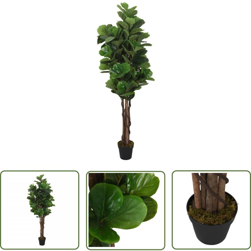 The Living Store - Ficus lyrata artificiel 134 feuilles 120 cm vert - Ficus Artificiel - Plante Artificielle - Décoration Intérieure - Plante Verte