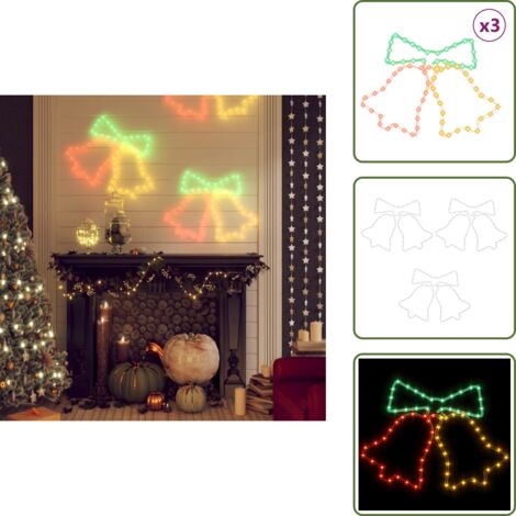 The Living Store Figure Natalizie Campane con 72 LED 3 pz 50x56 cm - Luci natalizie