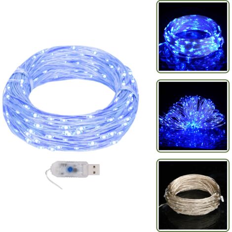 The Living Store Filo di Micro Luci Fatate Sferiche 40m 400 LED Blu 8 Funzioni - Illuminazione festiva