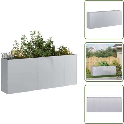 The Living Store Fioriera 200x40x80 cm in Acciaio Zincato - Fioriera in acciaio zincato