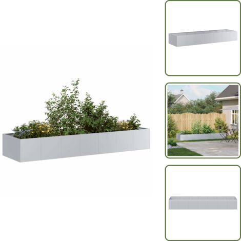 The Living Store Fioriera 280x80x40 cm in Acciaio Zincato - Fioriera in acciaio zincato