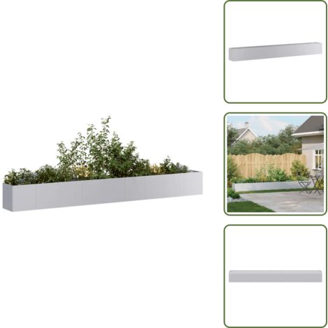 The Living Store Fioriera 360x40x40 cm in Acciaio Zincato - Fioriera in acciaio zincato