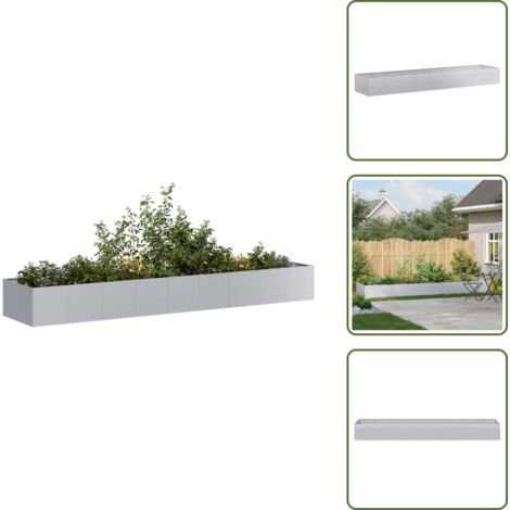 The Living Store Fioriera 360x80x40 cm in Acciaio Zincato - Fioriera in acciaio zincato