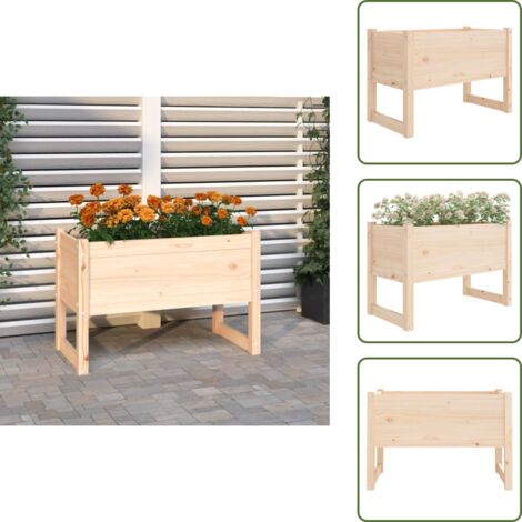 The Living Store Fioriera 78x40x52 cm in Legno Massello di Pino - Fioriera per giardino