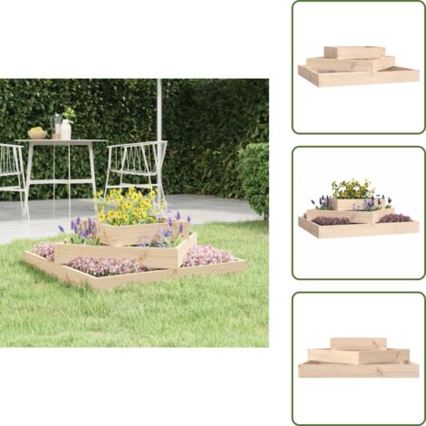 The Living Store Fioriera 83x83x27 cm in Legno Massello di Pino - Fioriera per piante