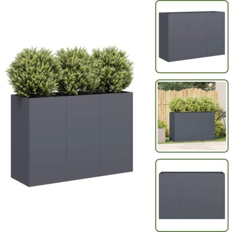 The Living Store Fioriera Antracite 120x40x80 cm in Acciaio Laminato a Freddo - Fioriera in acciaio