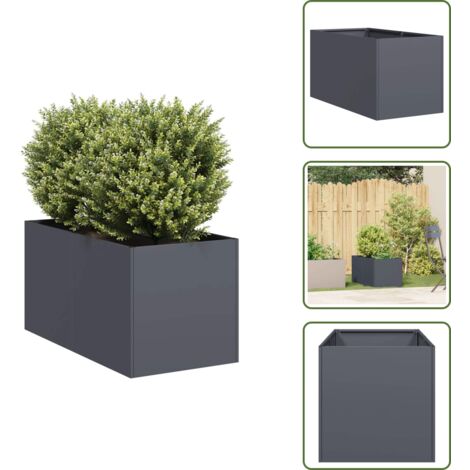 The Living Store Fioriera Antracite 40x80x40 cm in Acciaio Laminato a Freddo - Fioriera in acciaio