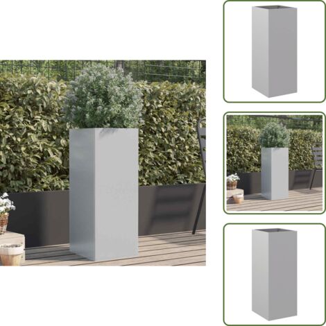 The Living Store Fioriera Argento 32x29x75 cm in Acciaio Zincato - Fioriera in acciaio zincato