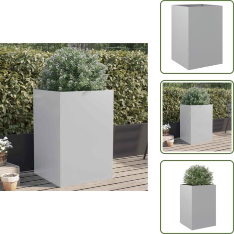 The Living Store Fioriera Argento 52x48x75 cm in Acciaio Zincato - Fioriera in acciaio zincato