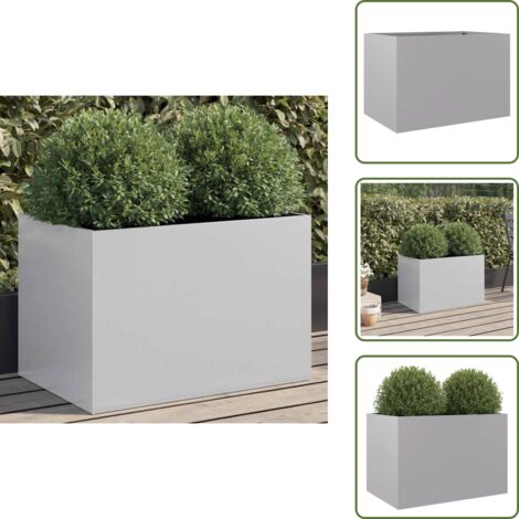 The Living Store Fioriera Argento 62x40x39 cm in Acciaio Zincato - Fioriera in acciaio zincato