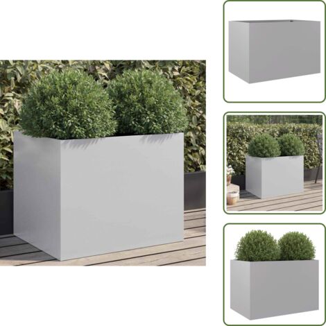 The Living Store Fioriera Argento 62x47x46 cm in Acciaio Zincato - Fioriera in acciaio zincato