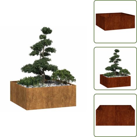 The Living Store Fioriera Arrugginita 100x100x40 cm in Acciaio Corten - Fioriera esterna