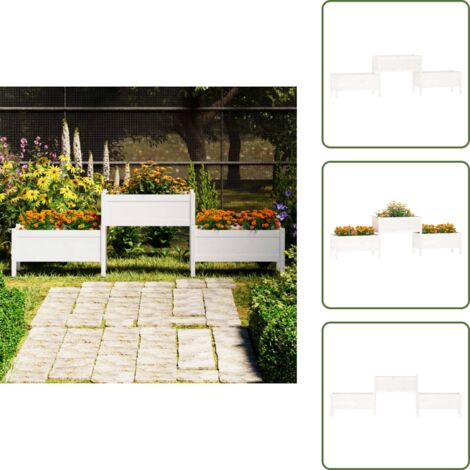 The Living Store Fioriera Bianca 245,5x44x75 cm in Legno Massello di Pino - Fioriera da giardino