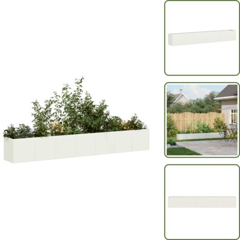 The Living Store Fioriera Bianca 280x40x40 cm in Acciaio Laminato a Freddo - Fioriera in acciaio