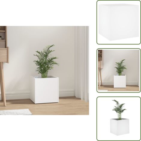 The Living Store Fioriera Bianca 40x40x40 cm in Legno Multistrato - Fioriera decorativa