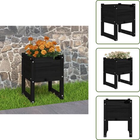 The Living Store Fioriera Bianca 40x40x52,5 cm in Legno Massello di Pino - Fioriera per giardino
