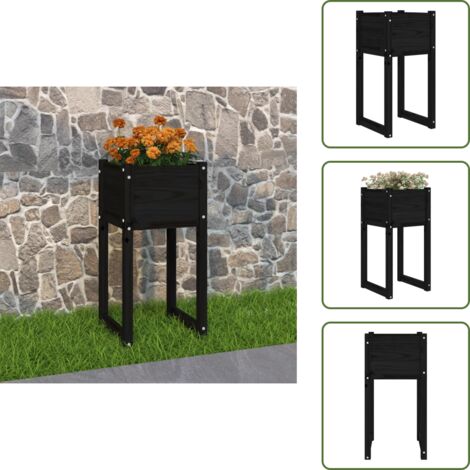 The Living Store Fioriera Bianca 40x40x81 cm in Legno Massello di Pino - Fioriera per giardino