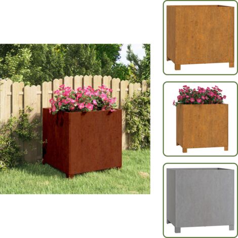 The Living Store Fioriera con Gambe Ruggine 50x50x50 cm Acciaio Corten - Fioriera in acciaio corten