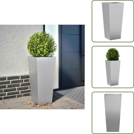 The Living Store Fioriera da Giardino 35x35x75 cm in Acciaio Zincato - Fioriera in acciaio zincato