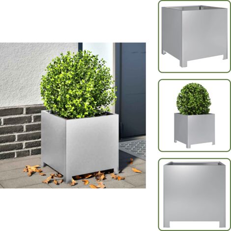 The Living Store Fioriera da Giardino 40x40x40 cm in Acciaio Zincato - Fioriera in acciaio zincato