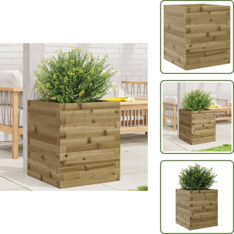The Living Store Fioriera da Giardino 40x40x46 cm in Legno di Pino Impregnato - Fioriera in legno