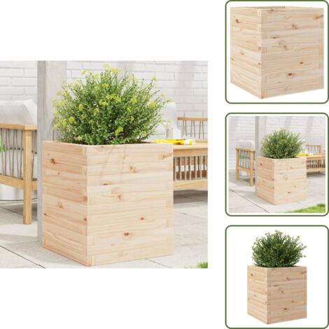 The Living Store Fioriera da Giardino 40x40x46 cm in Legno Massello di Pino - Fioriera in legno