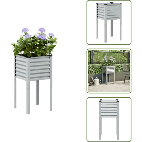 The Living Store Fioriera da giardino 45x45x88 cm in acciaio zincato - Fioriera in acciaio