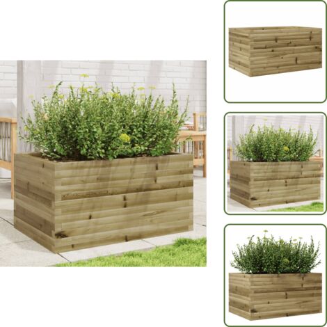 The Living Store Fioriera da Giardino 90x60x45,5 cm in Legno di Pino Impregnato - Fioriera in legno