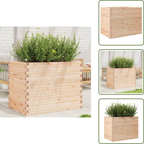 The Living Store Fioriera da Giardino 90x60x68,5 cm in Legno Massello di Pino - Fioriera in legno