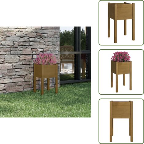The Living Store Fioriera da Giardino Ambra 40x40x70 cm in Massello di Pino - Fioriera in legno