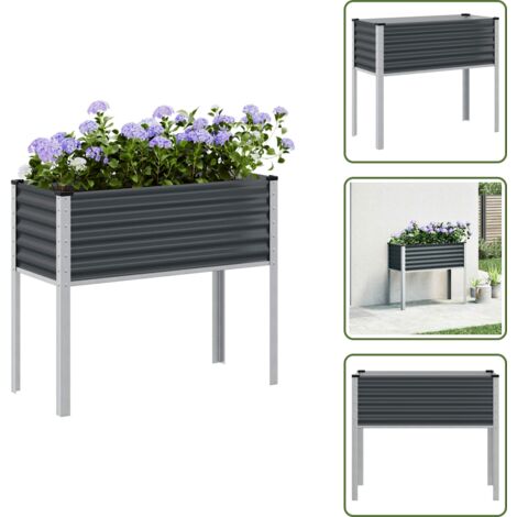 The Living Store Fioriera da giardino antracite 100x45x90 cm in acciaio - Fioriera in acciaio