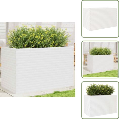 The Living Store Fioriera da Giardino Bianca 110x60x68,5 cm Legno Massello Pino - Fioriera in legno