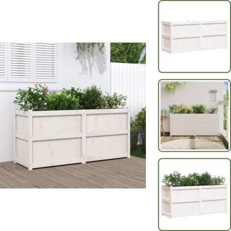 The Living Store Fioriera da Giardino Bianca 150x50x70 cm Legno Massello di Pino - Fioriera in legno