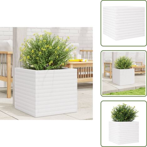 The Living Store Fioriera da Giardino Bianca 50x50x46 cm Legno Massello di Pino - Fioriera in legno