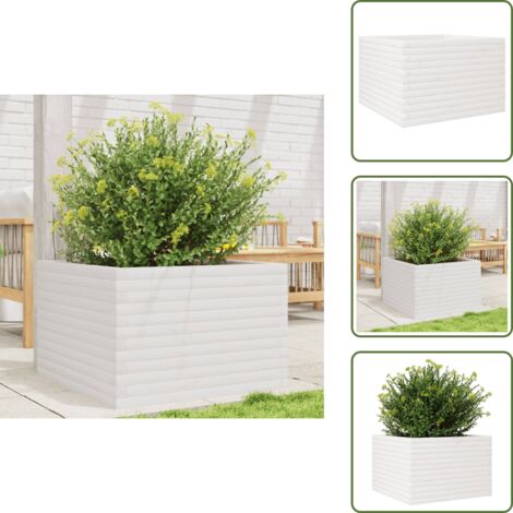 The Living Store Fioriera da Giardino Bianca 70x70x45,5cm Legno Massello di Pino - Fioriera in legno