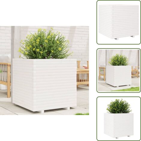 The Living Store Fioriera da Giardino Bianca 70x70x72 cm Legno Massello di Pino - Fioriera da balcone