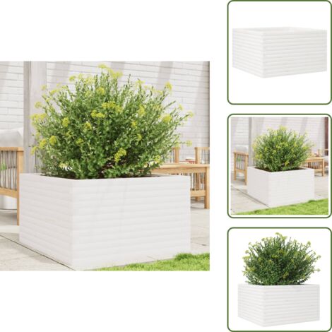 The Living Store Fioriera da Giardino Bianca 80x80x45,5cm Legno Massello di Pino - Fioriera in legno