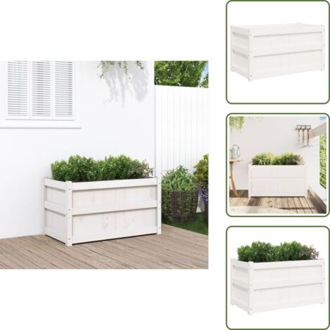 The Living Store Fioriera da Giardino Bianca 90x50x50 cm Legno Massello di Pino - Fioriera in legno