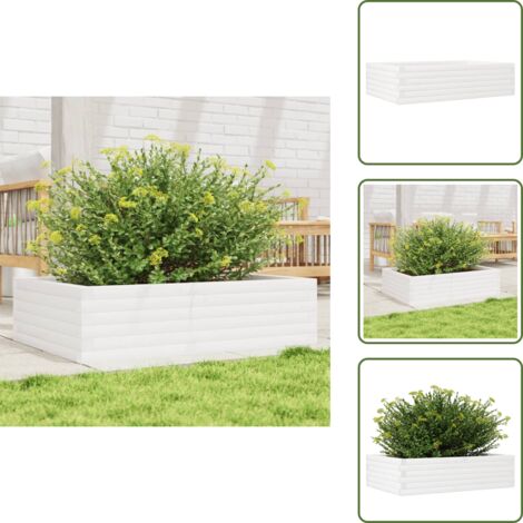 The Living Store Fioriera da Giardino Bianca 90x60x23 cm Legno Massello di Pino - Fioriera in legno