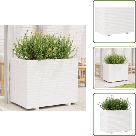 The Living Store Fioriera da Giardino Bianca 90x60x72 cm Legno Massello di Pino - Fioriera da balcone