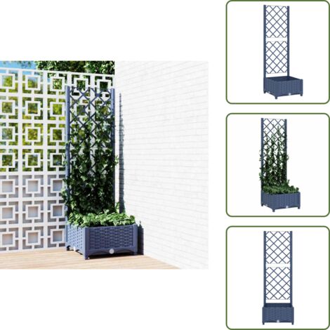 The Living Store Fioriera da giardino con traliccio blu grigio 40x40x121,5 cm PP - Fioriera con traliccio