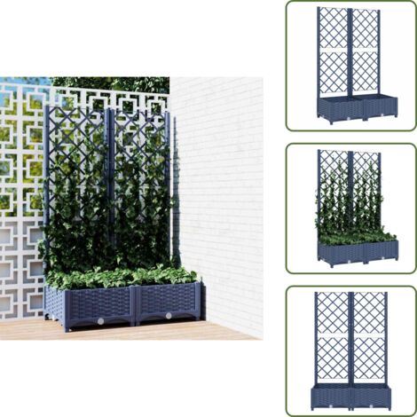 The Living Store Fioriera da giardino con traliccio blu grigio 80x40x121,5 cm PP - Fioriera con traliccio