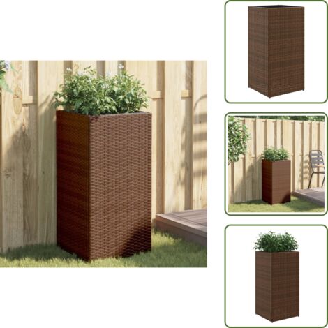 The Living Store Fioriera da Giardino Marrone 40x40x80 cm in Polyrattan - Fioriera in rattan